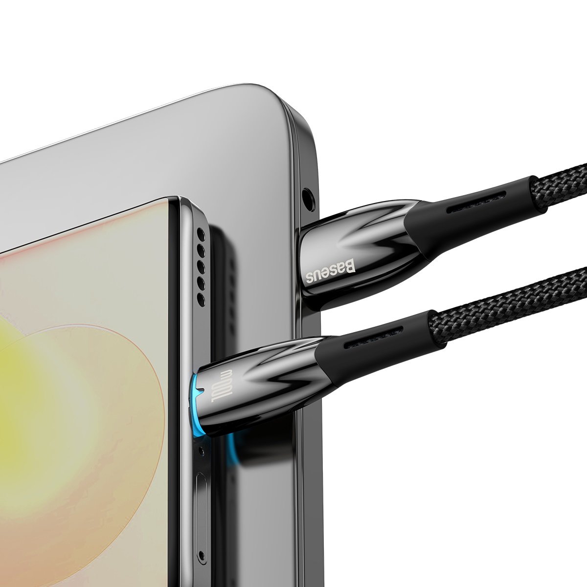 Кабел за пренос на данни и зареждане от USB-A към USB-C Baseus Glimmer Series, 100W, 2 m, черен CADH000501 CADH000501
