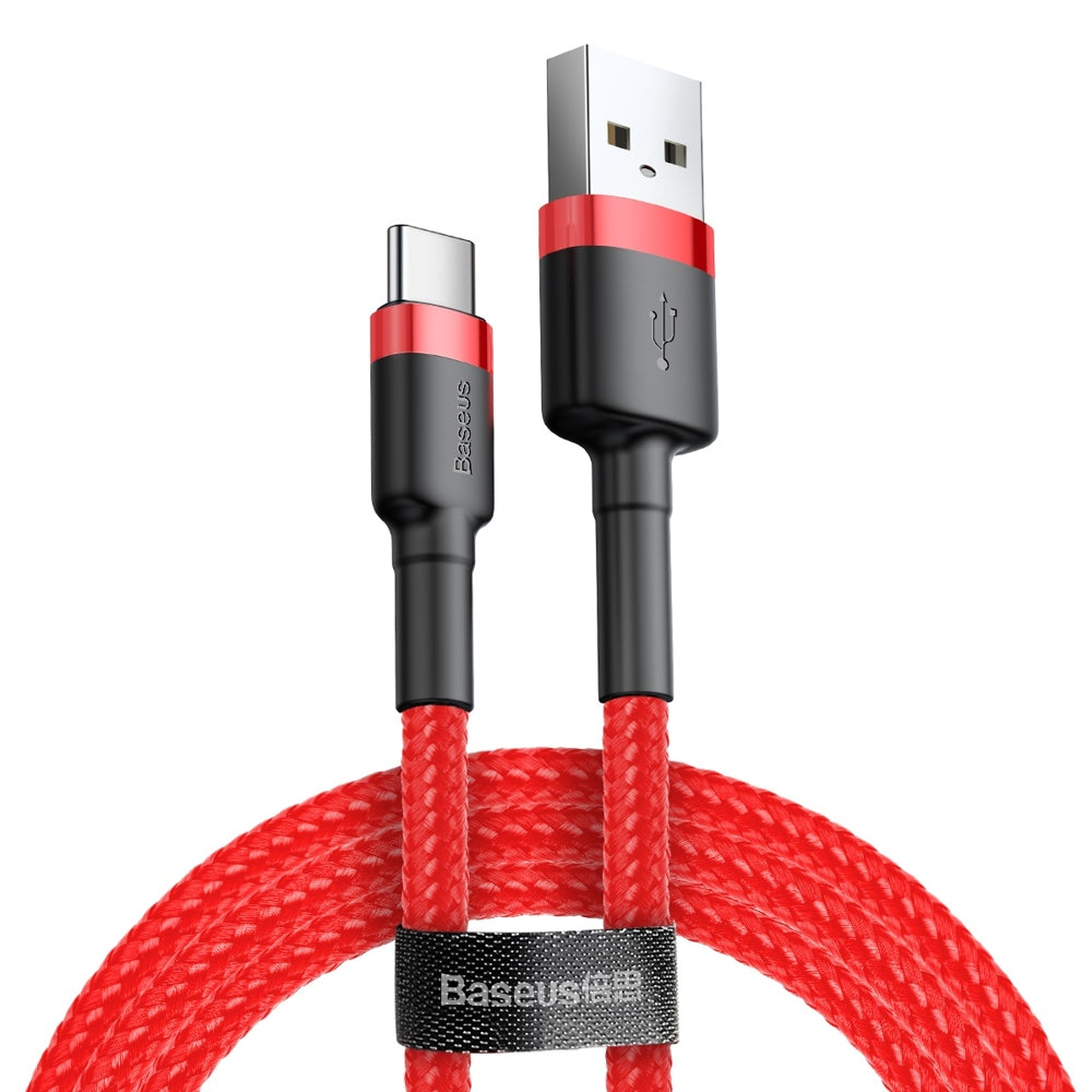 Кабел за данни и зареждане USB-A - USB-C Baseus Cafule, 60W, 0.5m, Червен CATKLF-A09