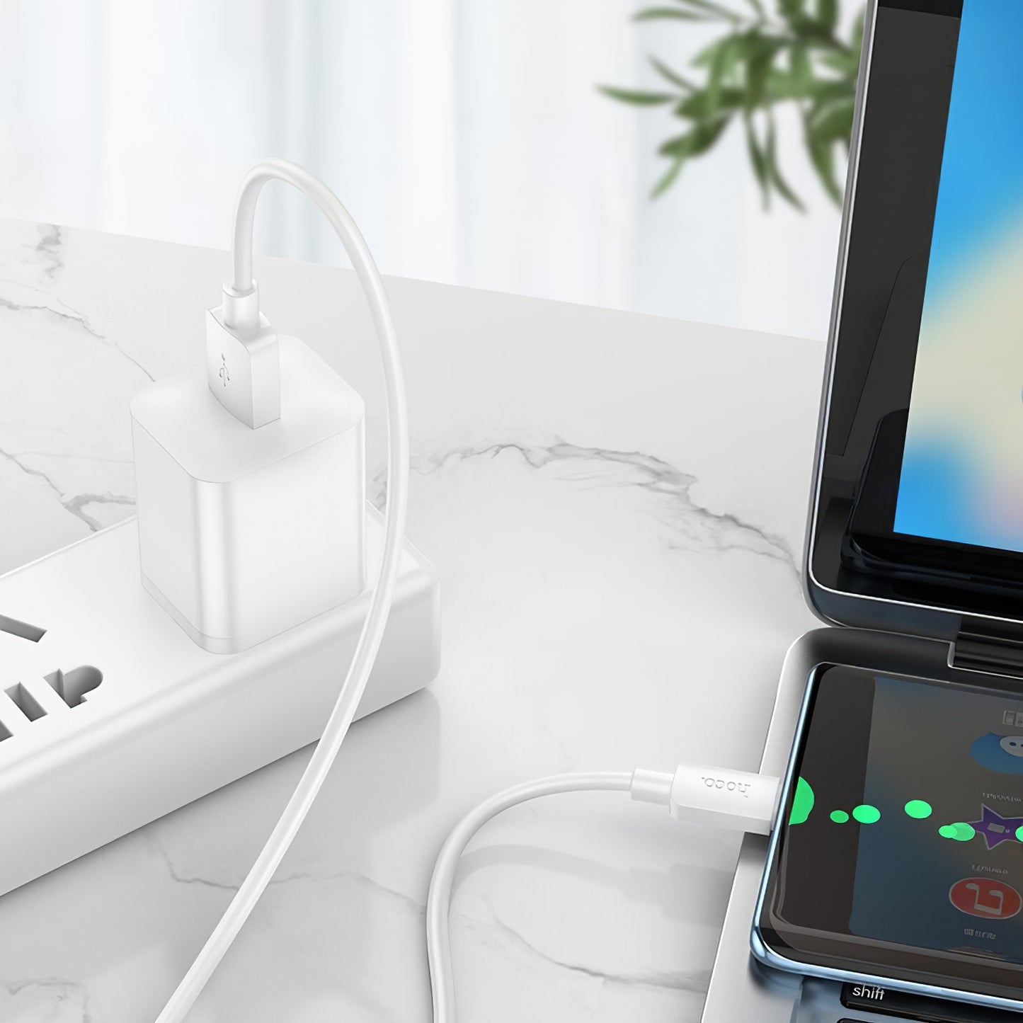 Кабел за данни и зареждане USB-A - USB-C HOCO X96, 27W, 1m, Бял