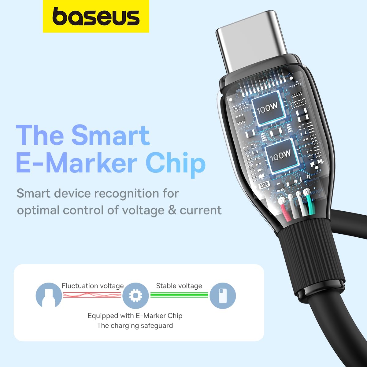 Кабел за данни и зареждане USB-C - USB-C Baseus Pudding, 100W, 2m, Черен P10355702111-01