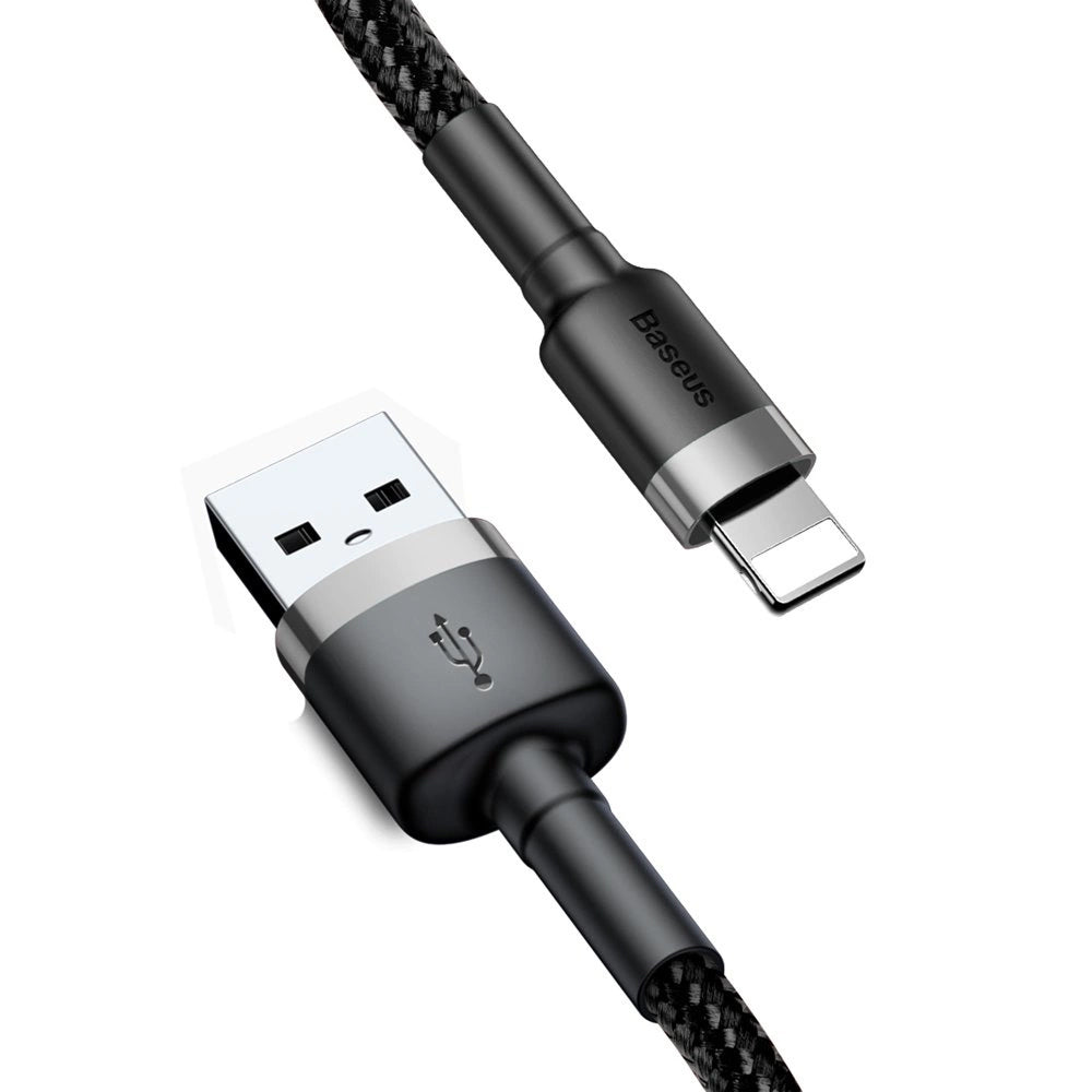 Кабел за данни и зареждане USB-A - Lightning Baseus Cafule, 18W, 0.5m, Сив CALKLF-AG1