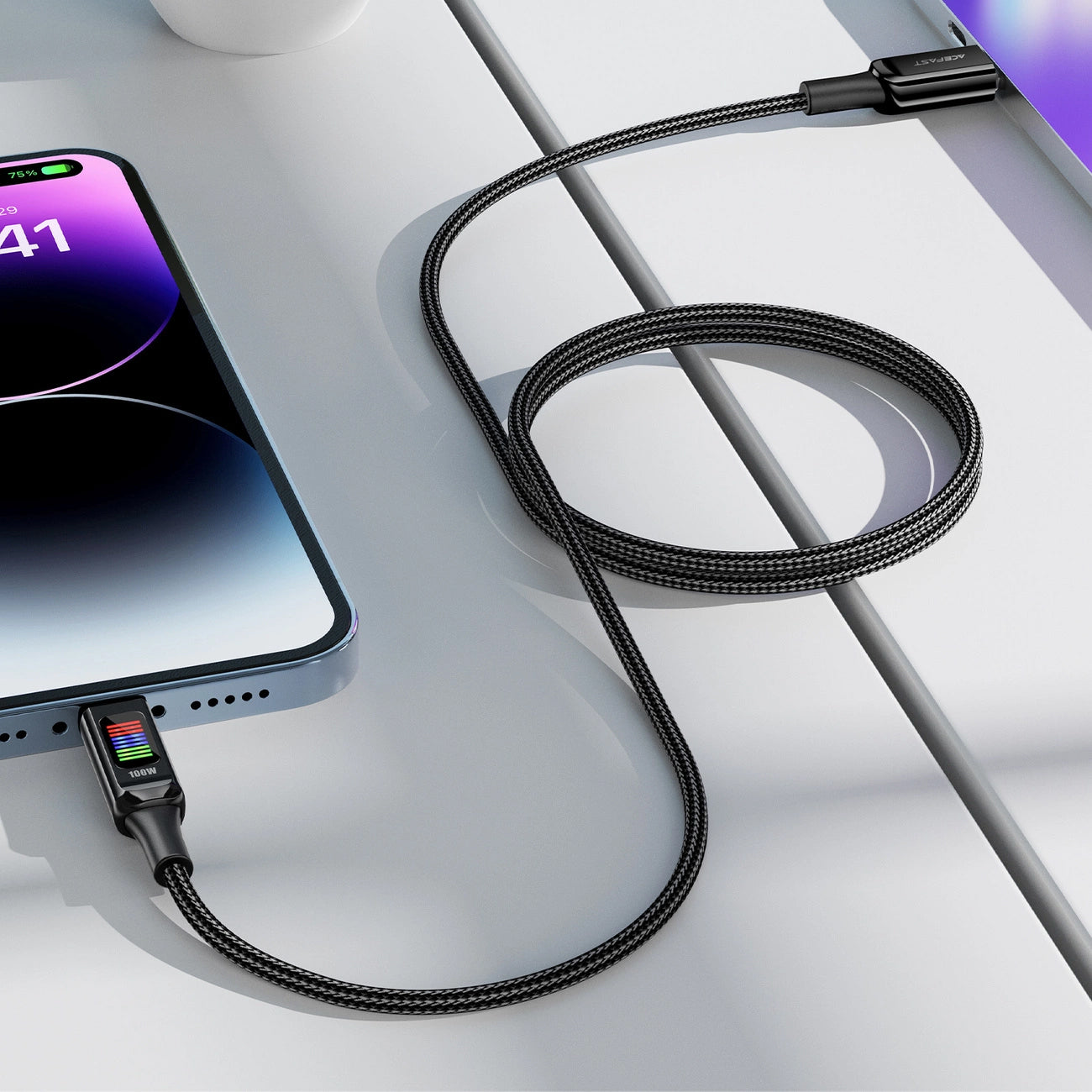 Кабел за данни и зареждане USB-C - USB-C Acefast C7-03, 100W, 1.2m, Черен
