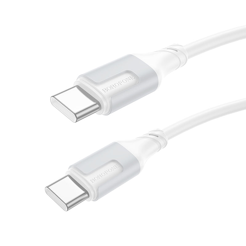 Кабел за данни и зареждане USB-C - USB-C Borofone BX101 Creator, 60W, 1m, Бял