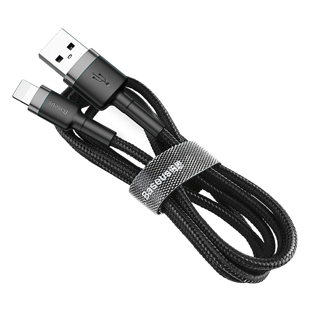 Кабел за данни и зареждане USB-A - Lightning Baseus Cafule, 18W, 2m, Сив CALKLF-CG1