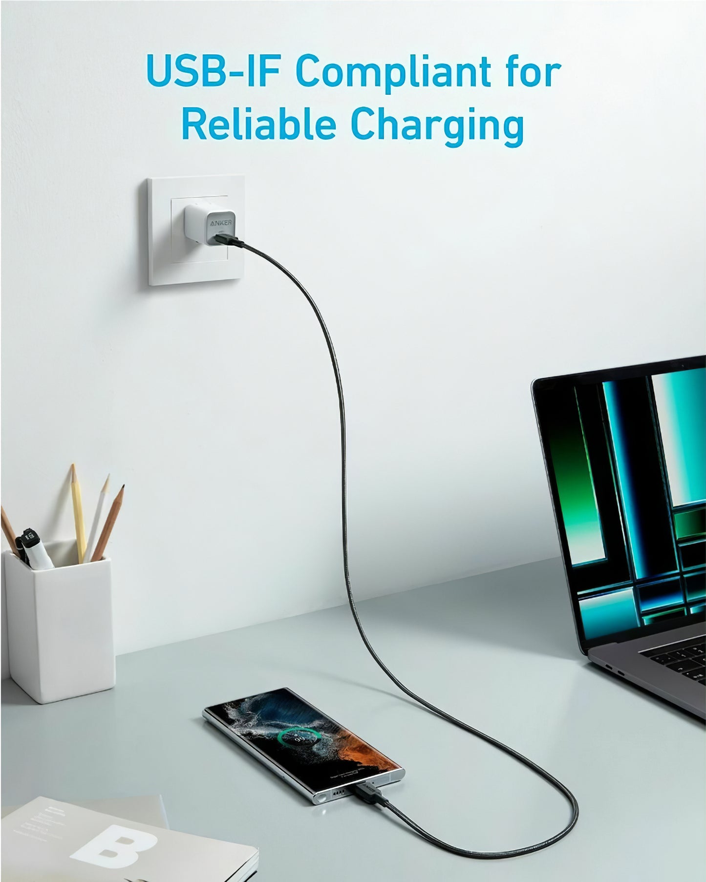 Кабел за данни и зареждане USB-C - USB-C Anker 322, 60W, 1.8m, Черен A81F6G11