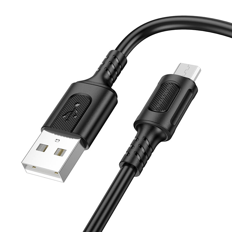 Кабел за данни и зареждане USB-A - microUSB Borofone BX111 Feliz, 18W, 1m, Черен