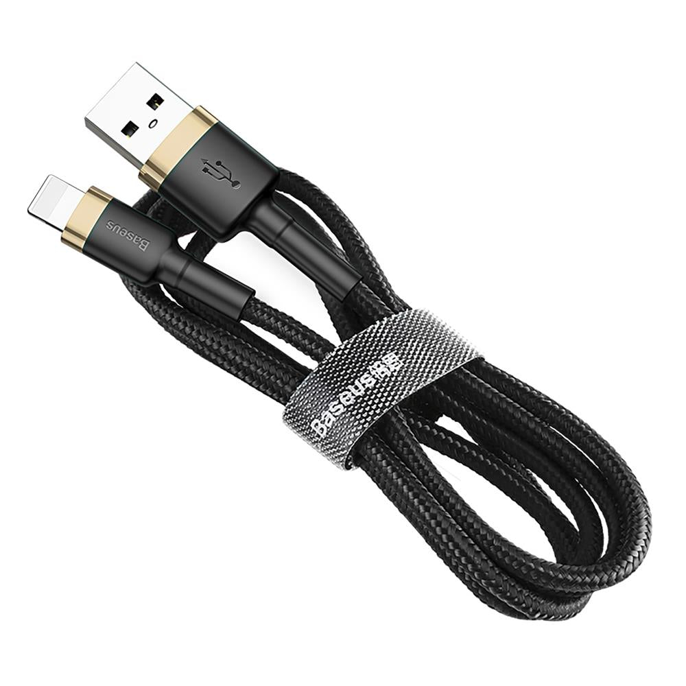 Кабел за данни и зареждане USB-A - Lightning Baseus Cafule, 18W, 1м, Златист CALKLF-BV1