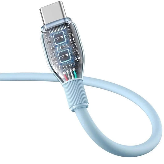 Кабел за данни и зареждане USB-A - USB-C Baseus Pudding, 100W, 1.2m, Син P10355703311-00