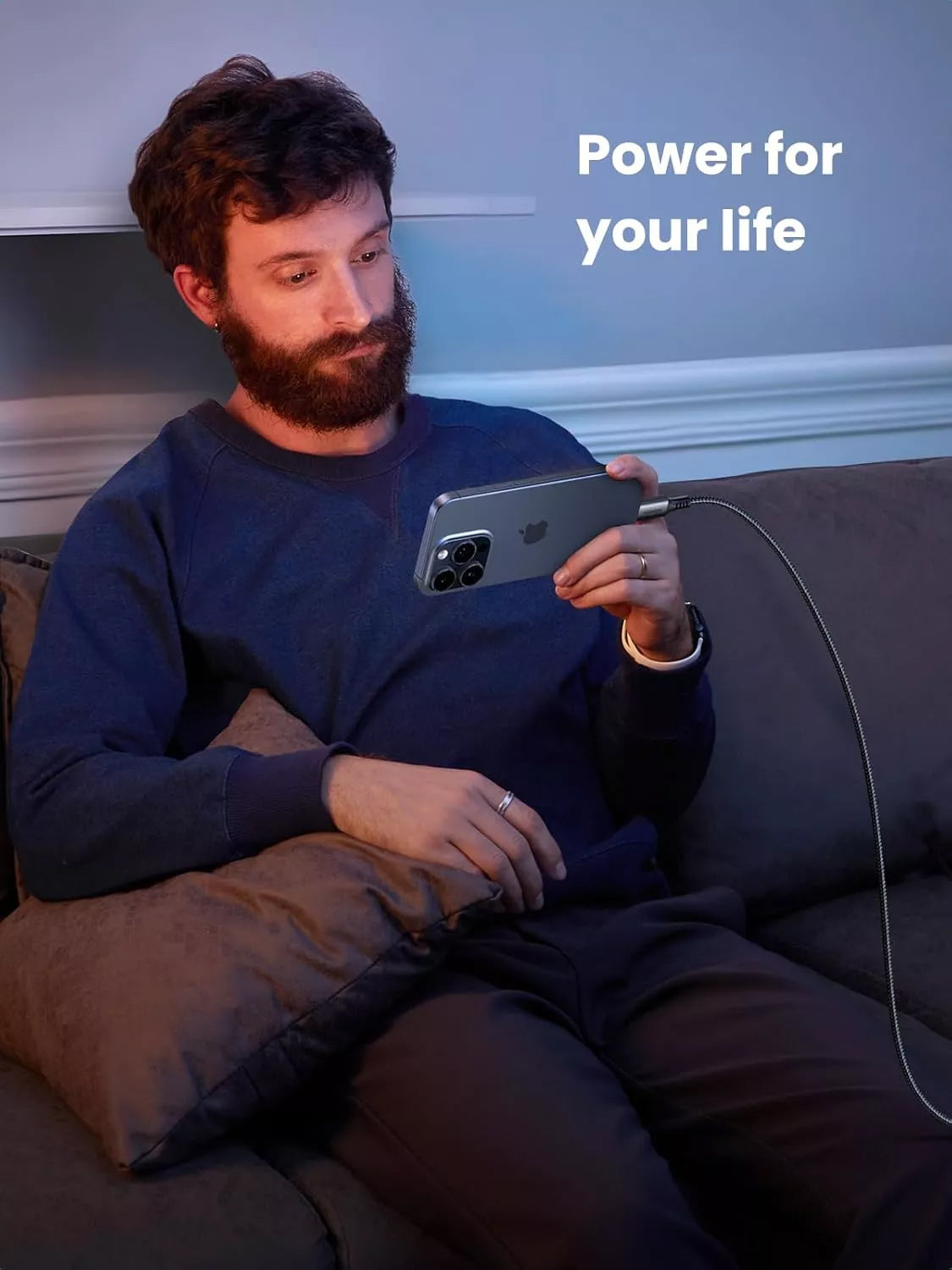 USB-C кабел за данни и зареждане - USB-C UGREEN US567, 60W, 2 м, сив