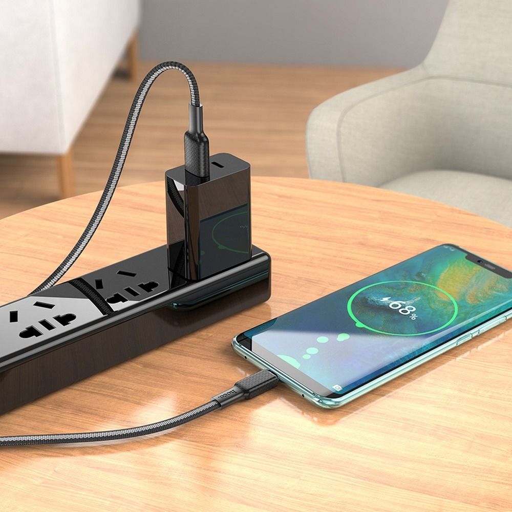 Кабел за данни и зареждане USB-A - USB-C HOCO X69, 18W, 1m, Черен