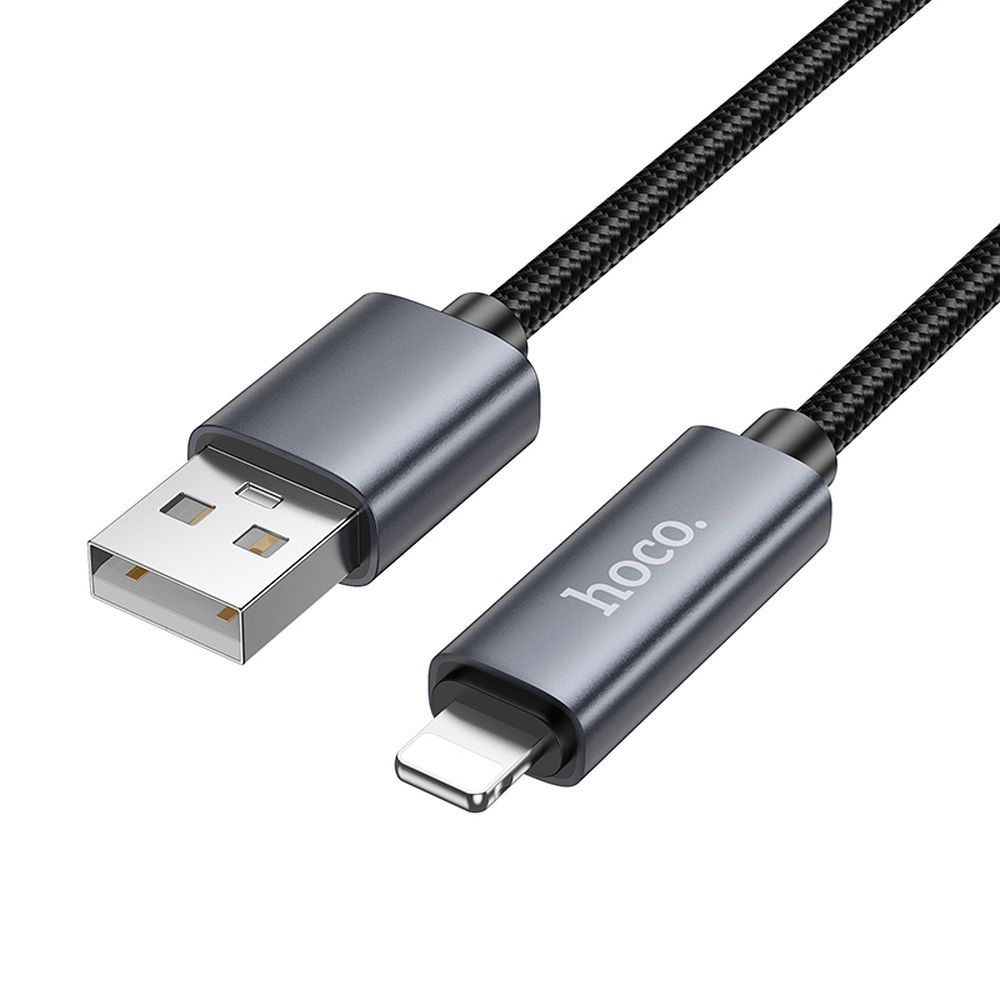 Кабел за данни и зареждане USB-A - Lightning HOCO Display X112, 18W, 1m, Черен