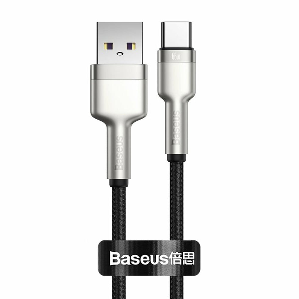 Кабел за данни и зареждане USB-A - USB-C Baseus Cafule Metal Series, 66W, 2m, Черен CAKF000201