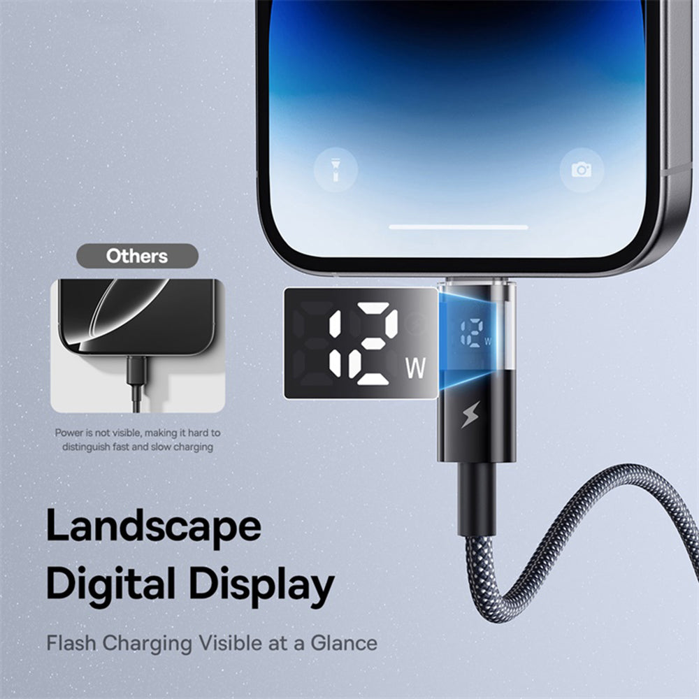 Кабел за данни и зареждане USB-A - Lightning Baseus Display 2, 18W, 2m, Черен P10382700121-01