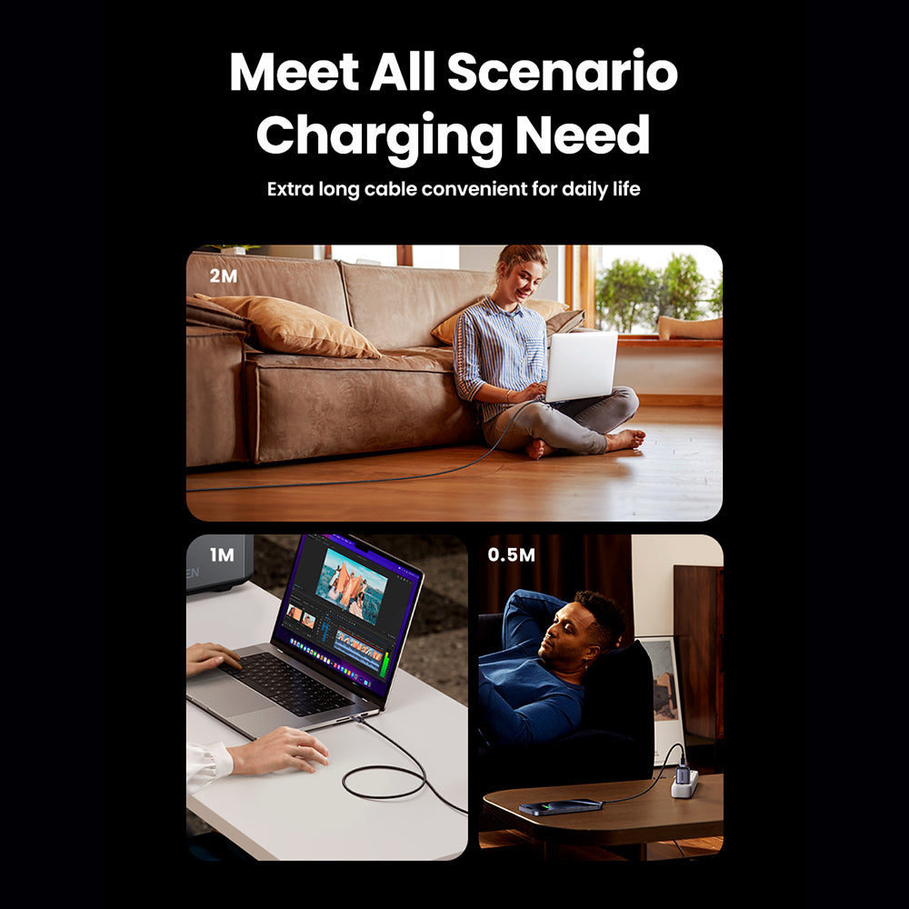Кабел за данни и зареждане USB-C - USB-C UGREEN L513, 240W, 2m, Черен