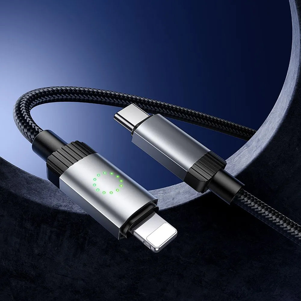 Кабел за данни и зареждане USB-C - Lightning HOCO X117, 27W, 1м, Черен