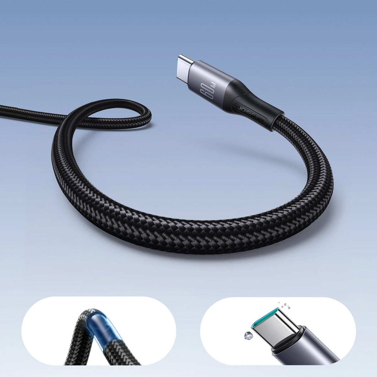 Кабел за данни и зареждане USB-C - USB-C Joyroom S-A28 Flash, 60W, 1m, Черен