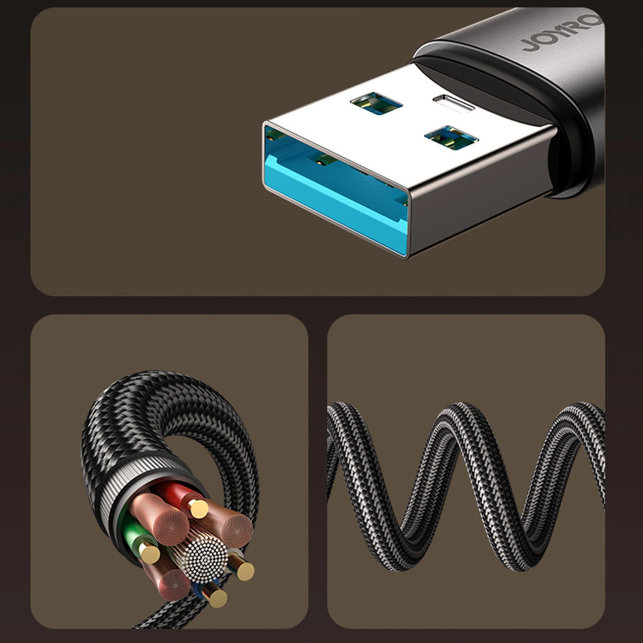 Кабел за данни и зареждане USB-A - USB-C Joyroom S-A56 EnjoyX Angled, 20W, 1.2m, Черен