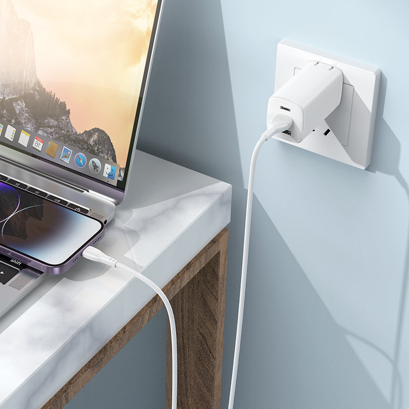 Кабел за данни и зареждане USB-A - Lightning Borofone BX121 Energy, 18W, 1m, Бял