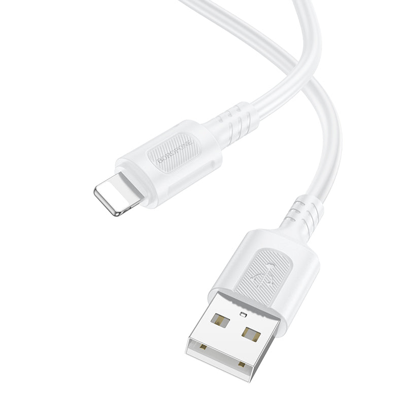 Кабел за данни и зареждане USB-A - Lightning Borofone BX111 Feliz, 18W, 1m, Бял