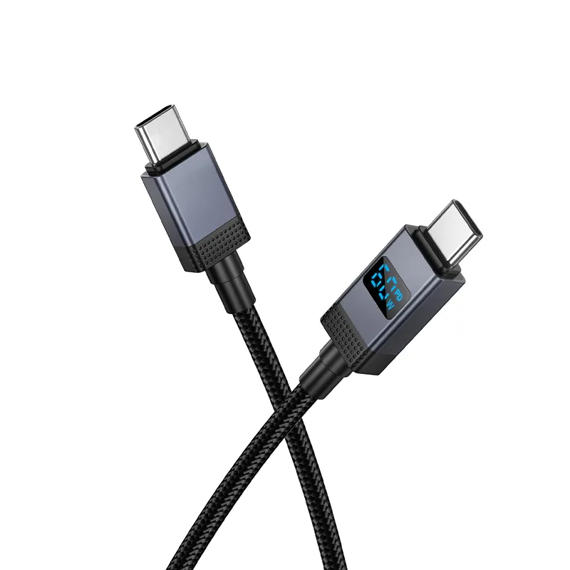 Кабел за данни и зареждане USB-C - USB-C HOCO X118 Display, 60W, 1m, Черен