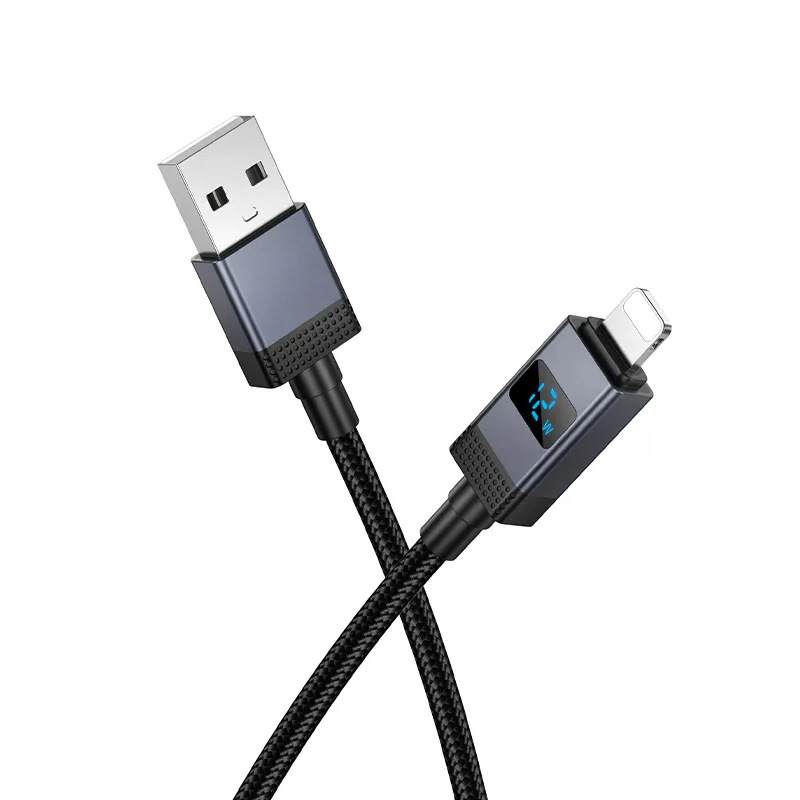 Кабел за данни и зареждане USB-A - Lightning HOCO X118 Display, 12W, 1m, Черен