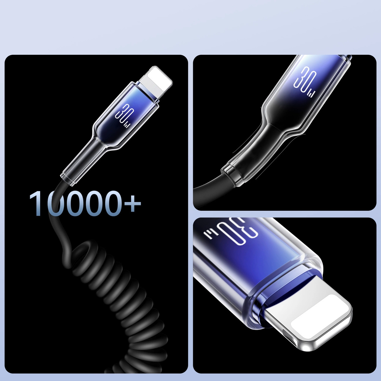 Кабел за данни и зареждане USB-C - Lightning Joyroom S-A43 Crystal, 30W, 1.5m, Черен