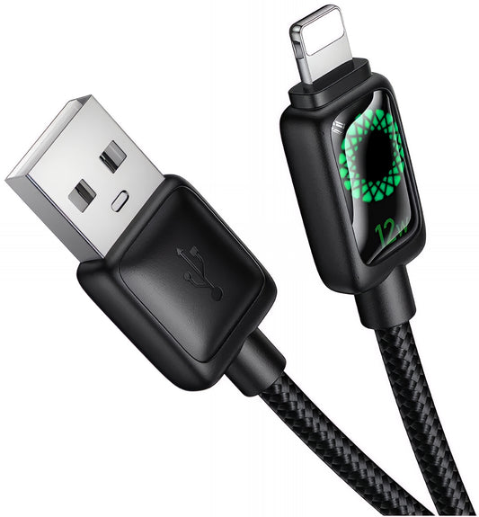 Кабел за данни и зареждане USB-A - Lightning HOCO U146, 12W, 1.2m, Черен