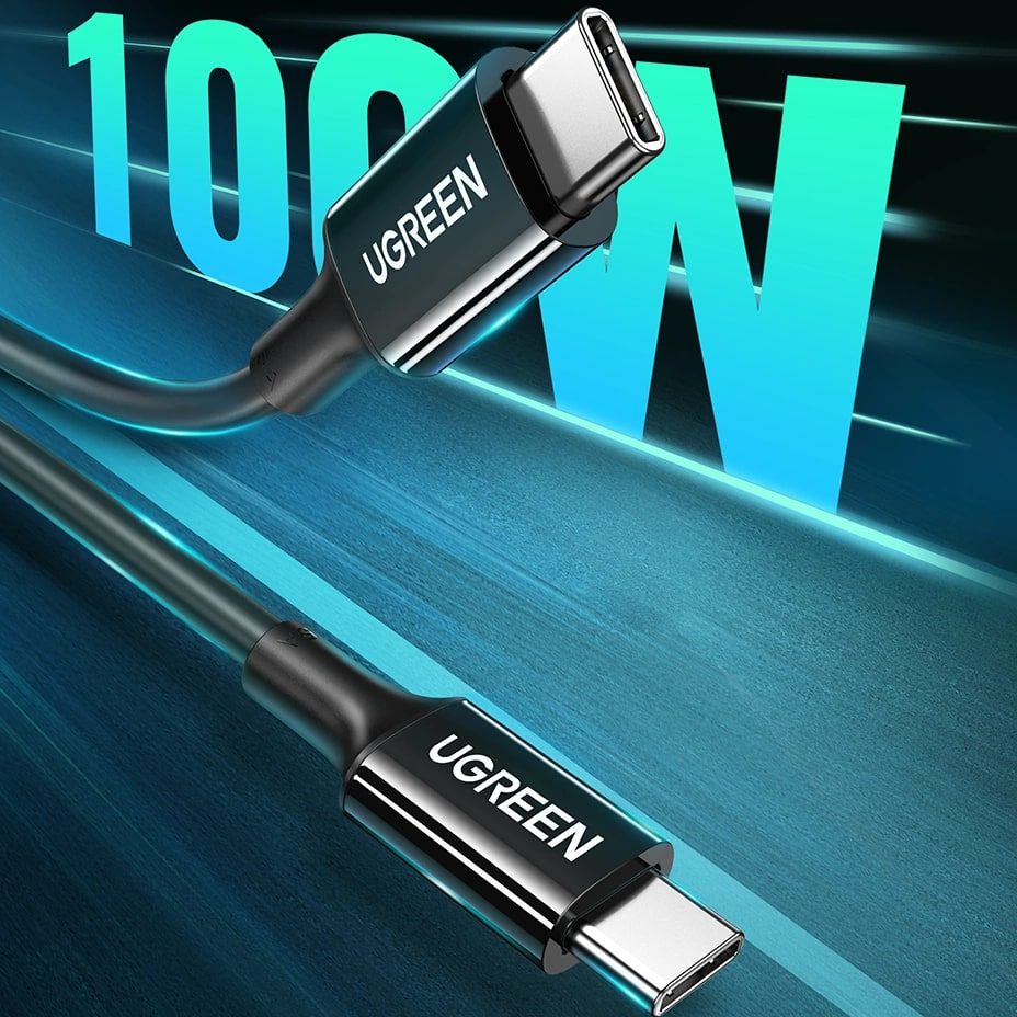 Кабел за данни и зареждане USB-C - USB-C UGREEN US300, 100W, 2m, Черен