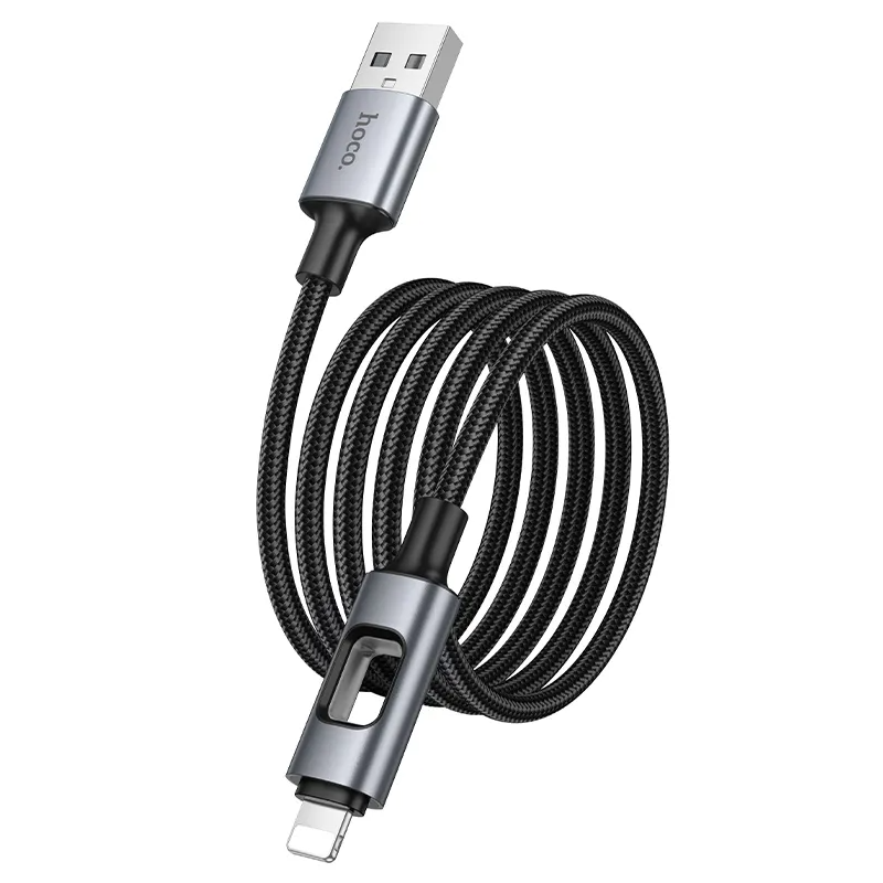 Кабел за данни и зареждане USB-A - Lightning HOCO U144 Led, 18W, 1.2m, Черен