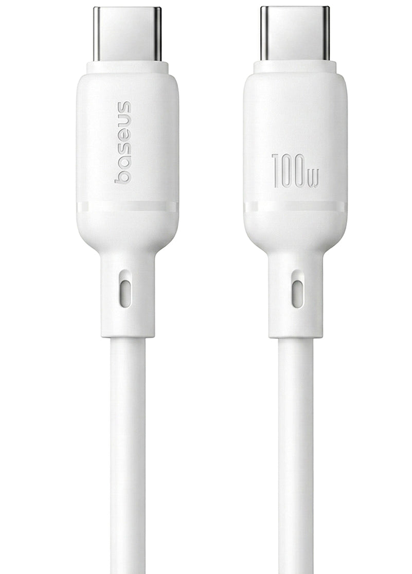 Кабел за данни и зареждане USB-C - USB-C Baseus Silky, 100W, 1m, Бял P10377704213-00