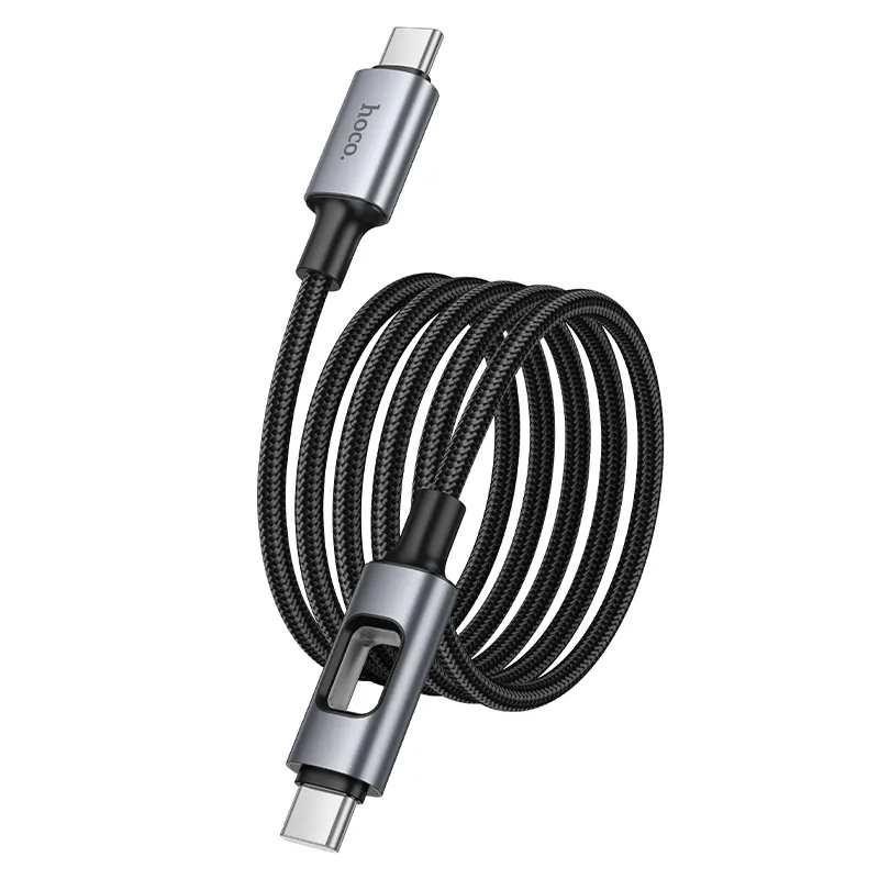 Кабел за данни и зареждане USB-C - USB-C HOCO U144 Led, 60W, 1.2м, Черен