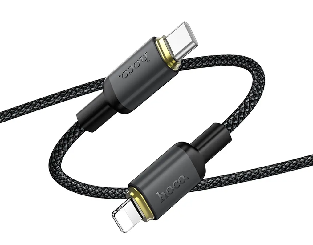 Кабел за данни и зареждане USB-C - Lightning HOCO X128 Benefit, 30W, 1м, Черен