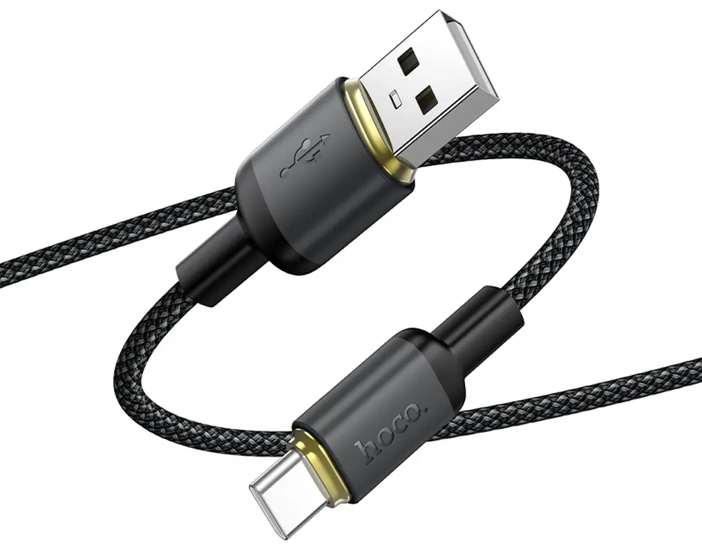 Кабел за данни и зареждане USB-A - USB-C HOCO X128 Benefit, 36W, 1м, Черен