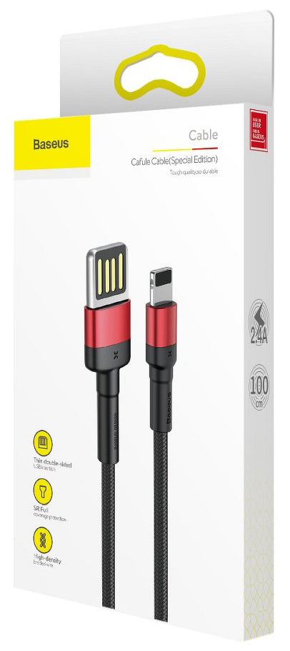 Кабел за данни и зареждане USB-A - Lightning Baseus Cafule Special Edition, 18W, 1m, Червен CALKLF-G91