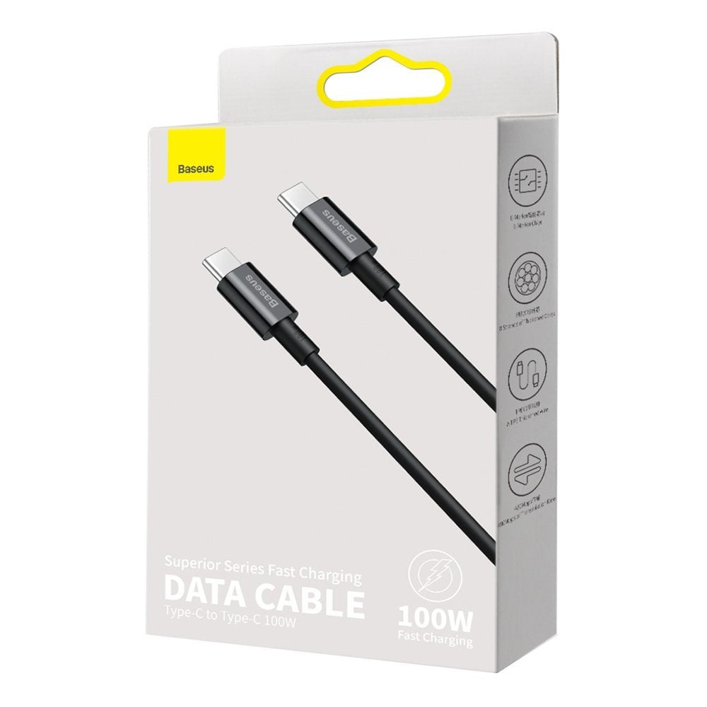 Кабел за данни и зареждане USB-C - USB-C Baseus Superior Series, 100W, 1м, Черен CATYS-B01