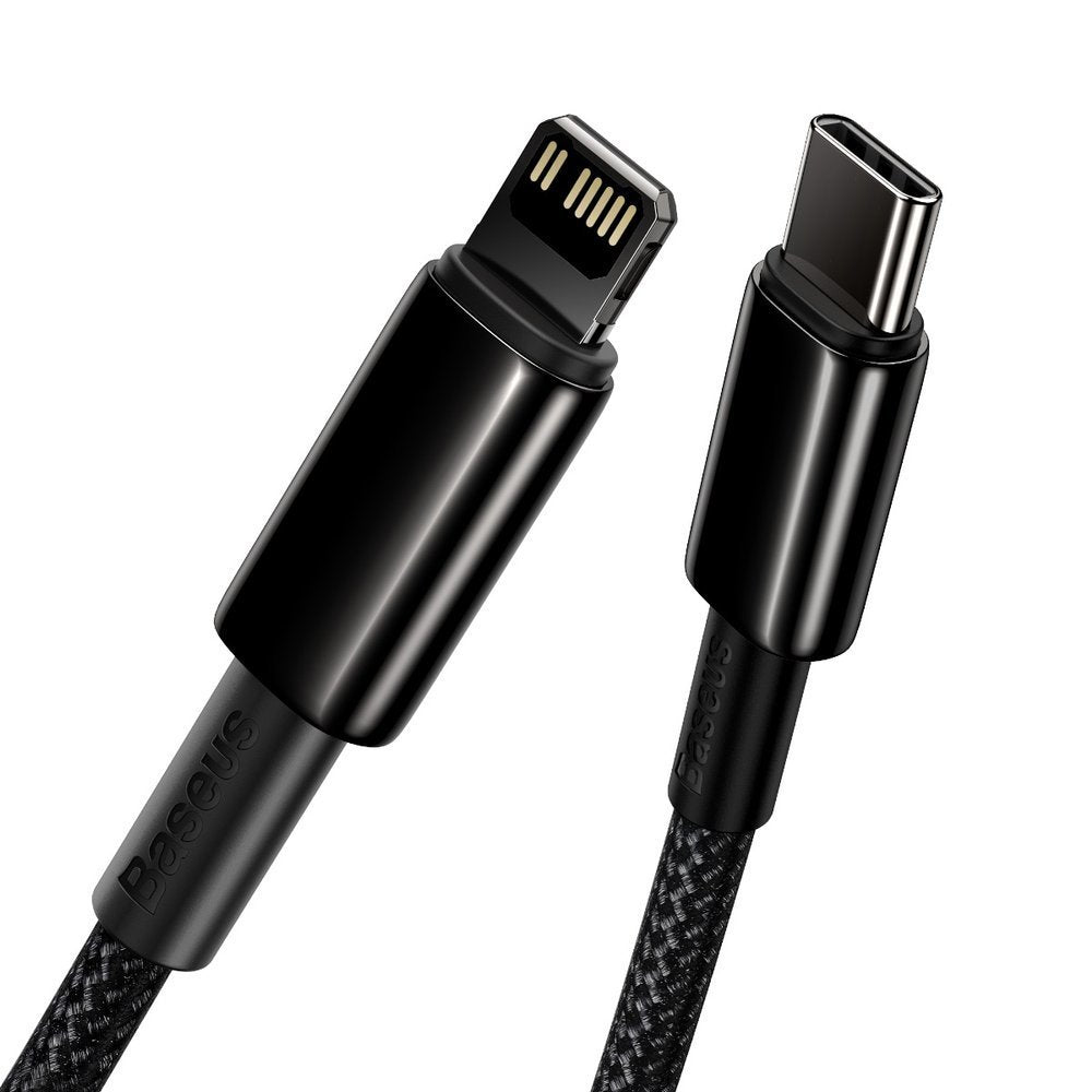Кабел за данни и зареждане USB-C - Lightning Baseus Tungsten Tungsten Gold, 20W, 1m, черен CATLWJ-01 CATLWJ-01
