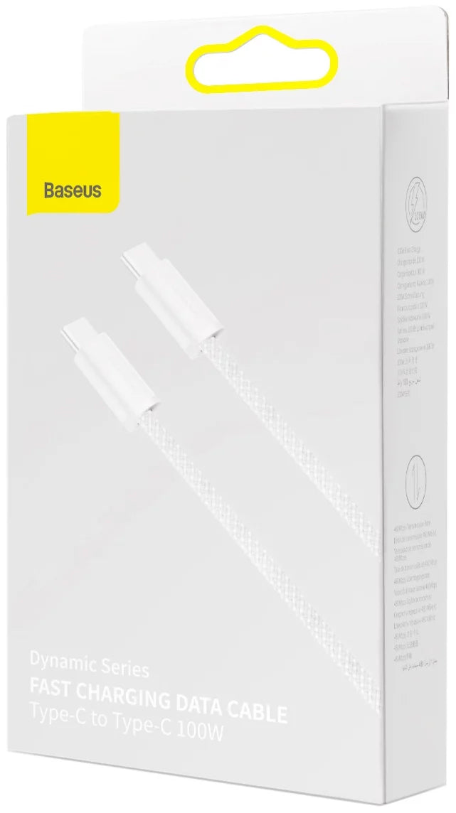 USB-C кабел за данни и зареждане - USB-C Baseus Dynamic Series, 100W, 1m, бял CALD000202