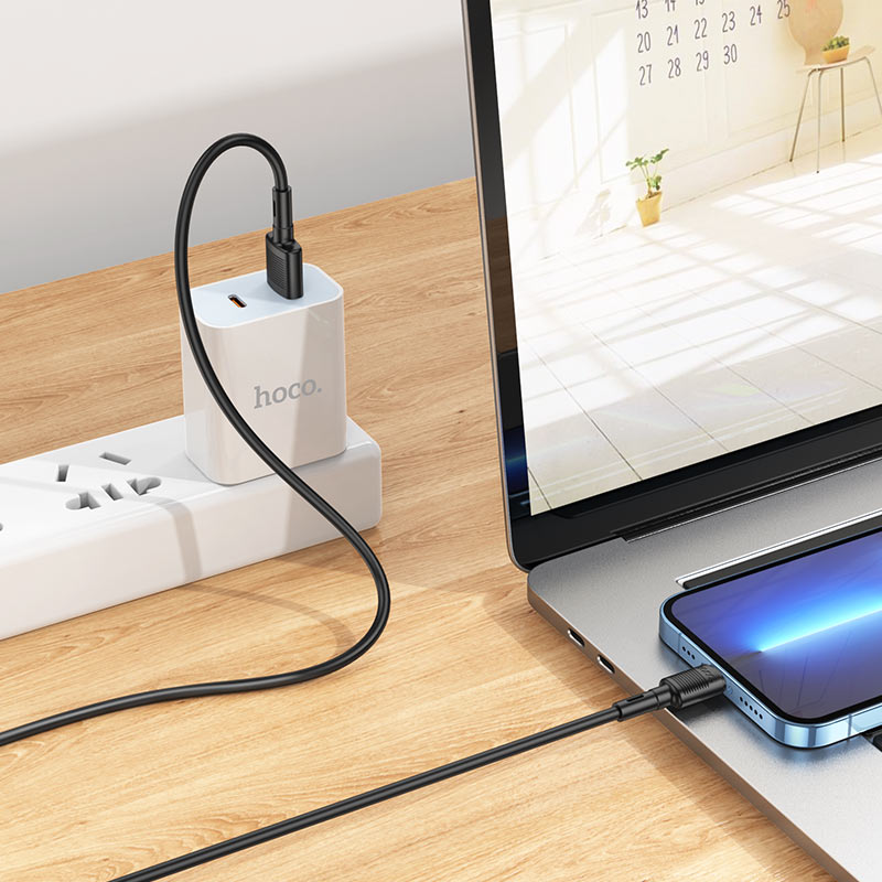 Кабел за данни и зареждане USB-A - Lightning HOCO X83 Victory, 18W, 1m, Черен