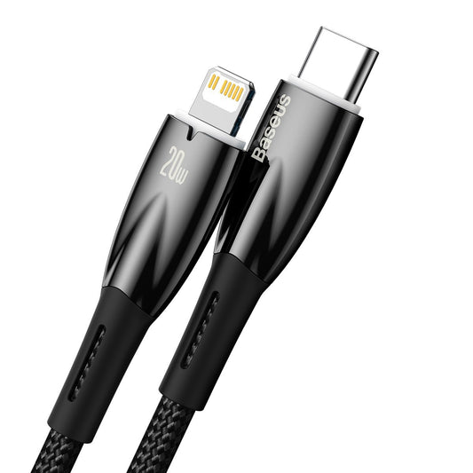Baseus Glimmer Series USB-C - Lightning кабел за данни и зареждане, 20W, 2m, черен CADH00010101