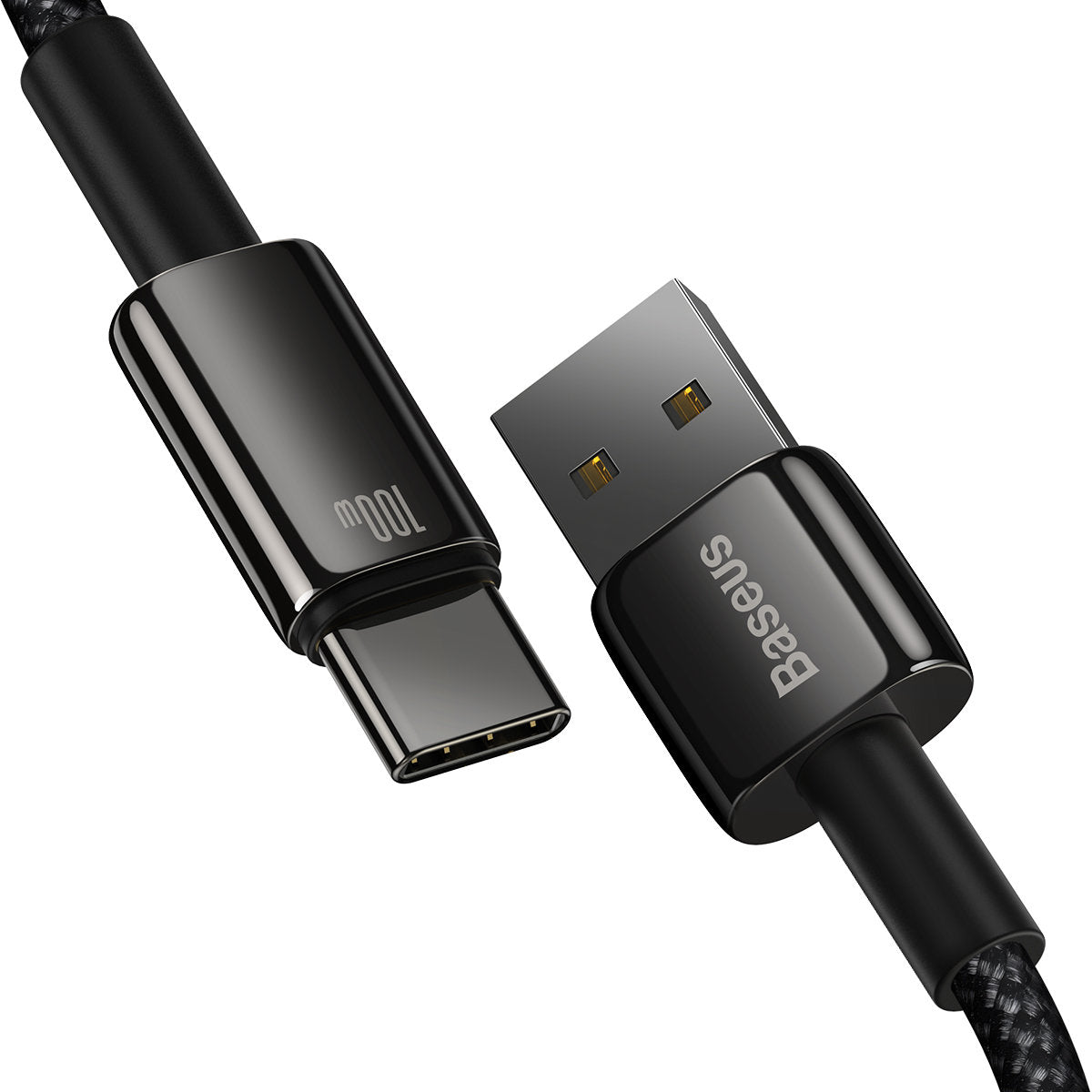 USB-A към USB-C Baseus Tungsten Gold, 100W, 2m, черен CAWJ00010101