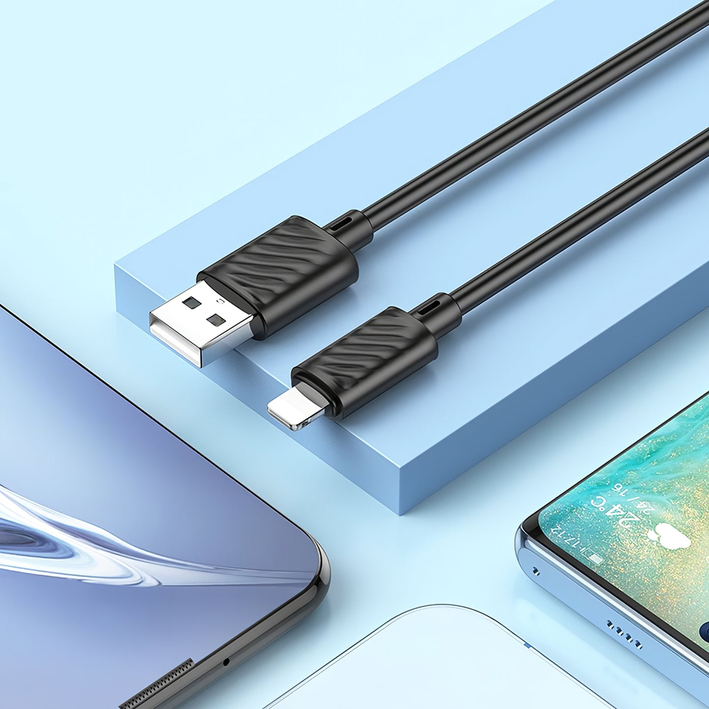 Кабел за данни и зареждане USB-A - Lightning HOCO X88, 18W, 1 м, черен