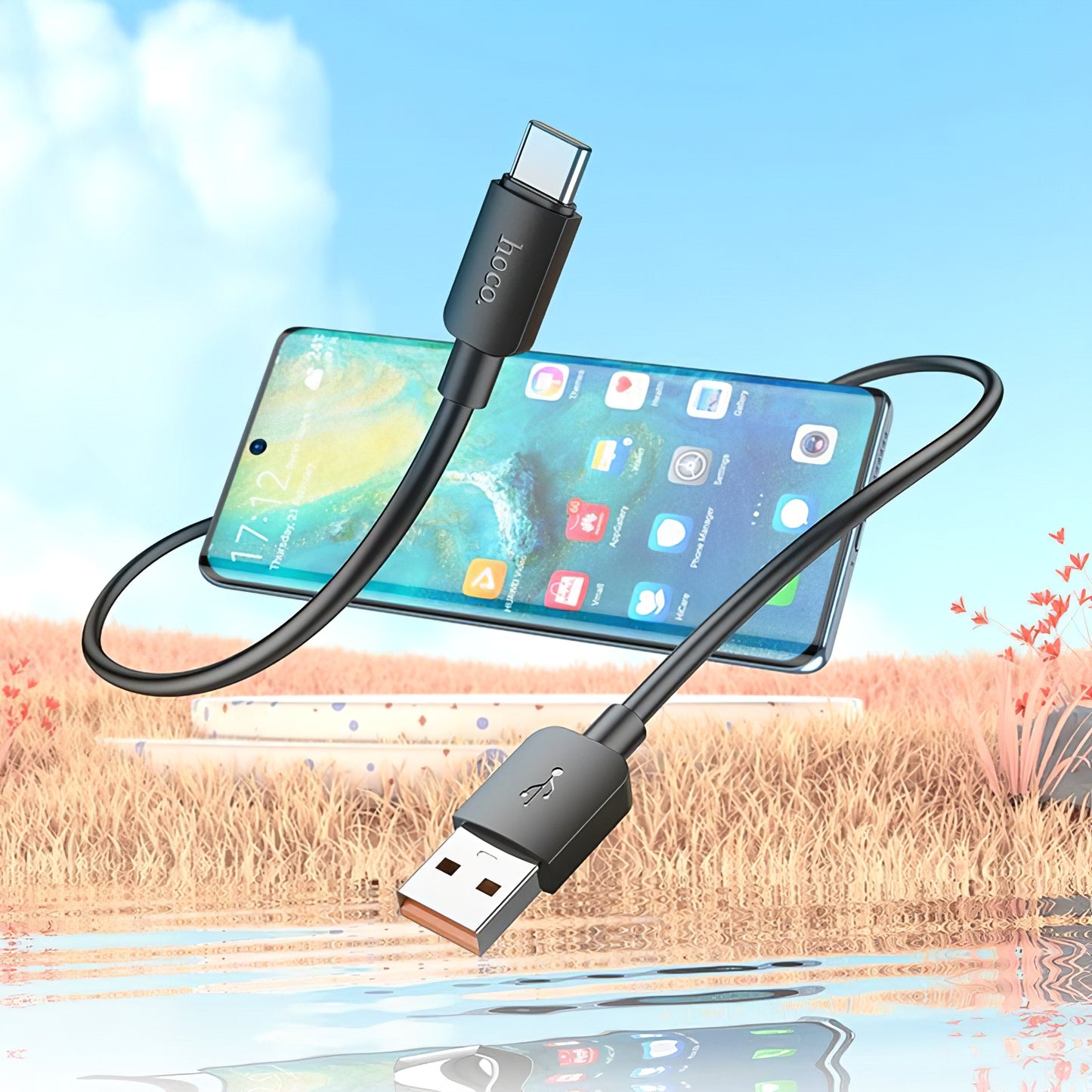 Кабел за данни и зареждане USB-A - USB-C HOCO X96, 100W, 1 м, черен