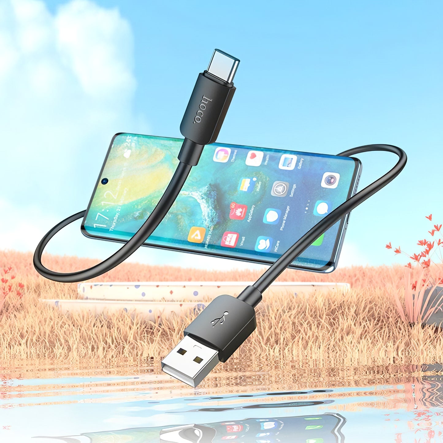 Кабел за данни и зареждане USB-A - USB-C HOCO X96, 27W, 1m, Черен