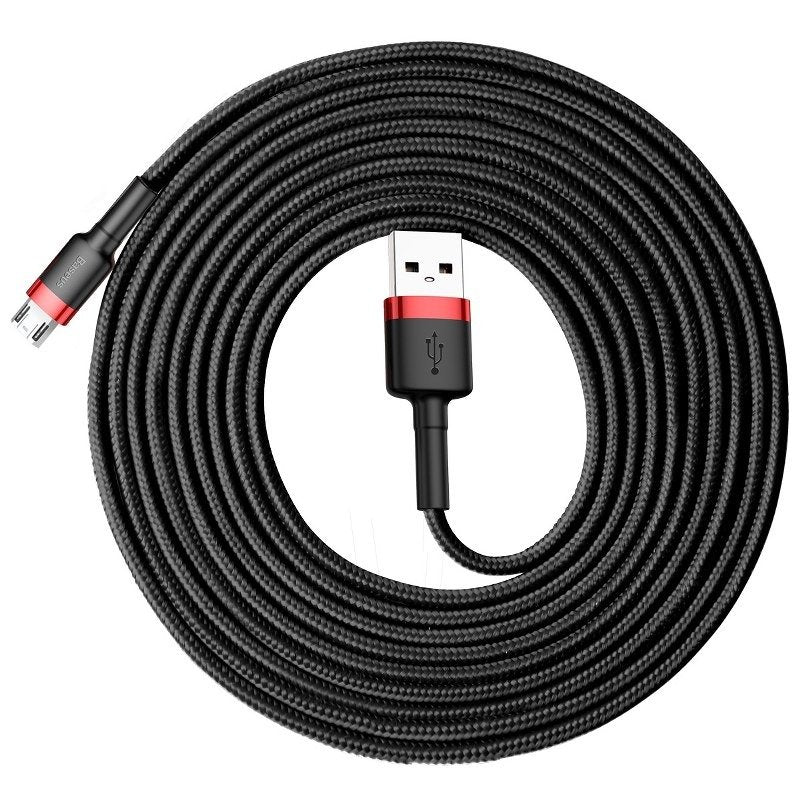 Кабел за данни и зареждане USB-A - microUSB Baseus Cafule, 18W, 3m, червен CAMKLF-H91