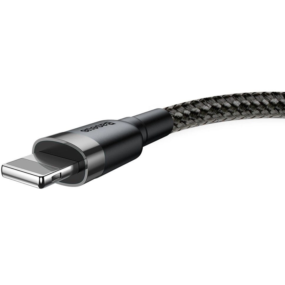 Кабел за данни и зареждане USB-A - Lightning Baseus Cafule, 18W, 0.5m, Сив CALKLF-AG1