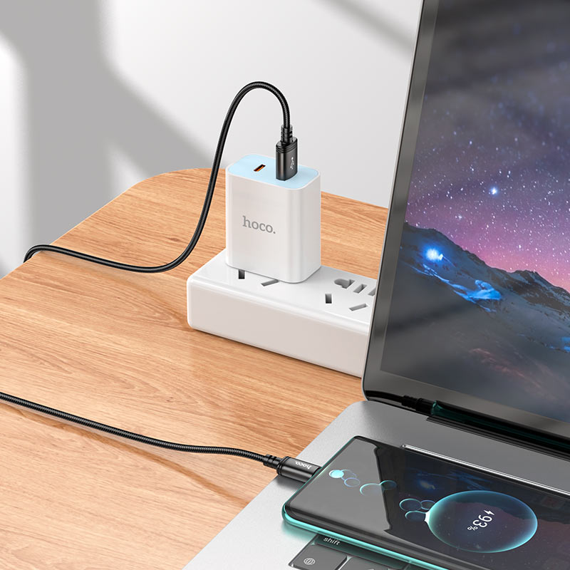 Кабел за данни и зареждане USB-A - USB-C HOCO X91, 18W, 3m, Черен