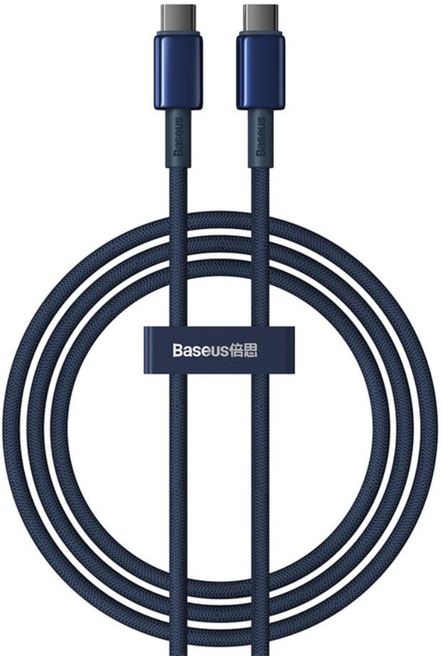 Кабел за данни и зареждане USB-C - USB-C Baseus Tungsten Gold, 100W, 1m, Тъмносин P10319800321-03