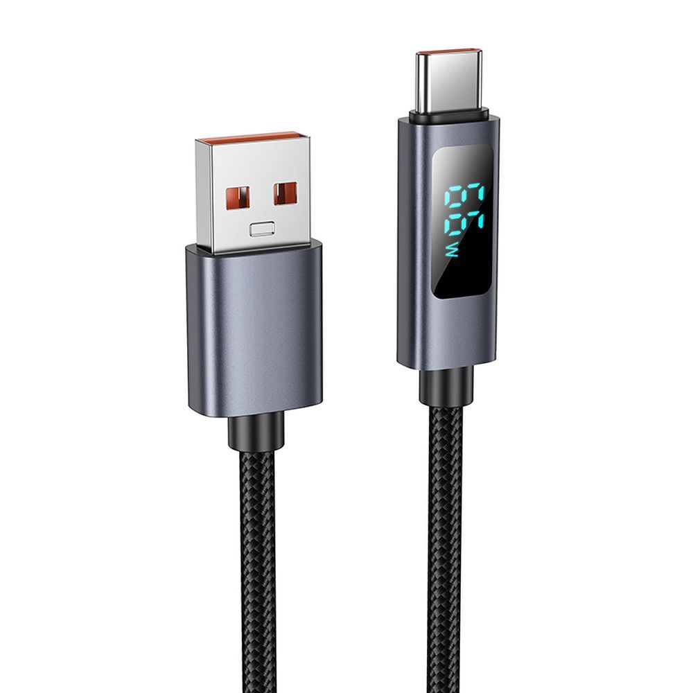Кабел за данни и зареждане USB-A - USB-C HOCO Display X112, 100W, 1m, Черен