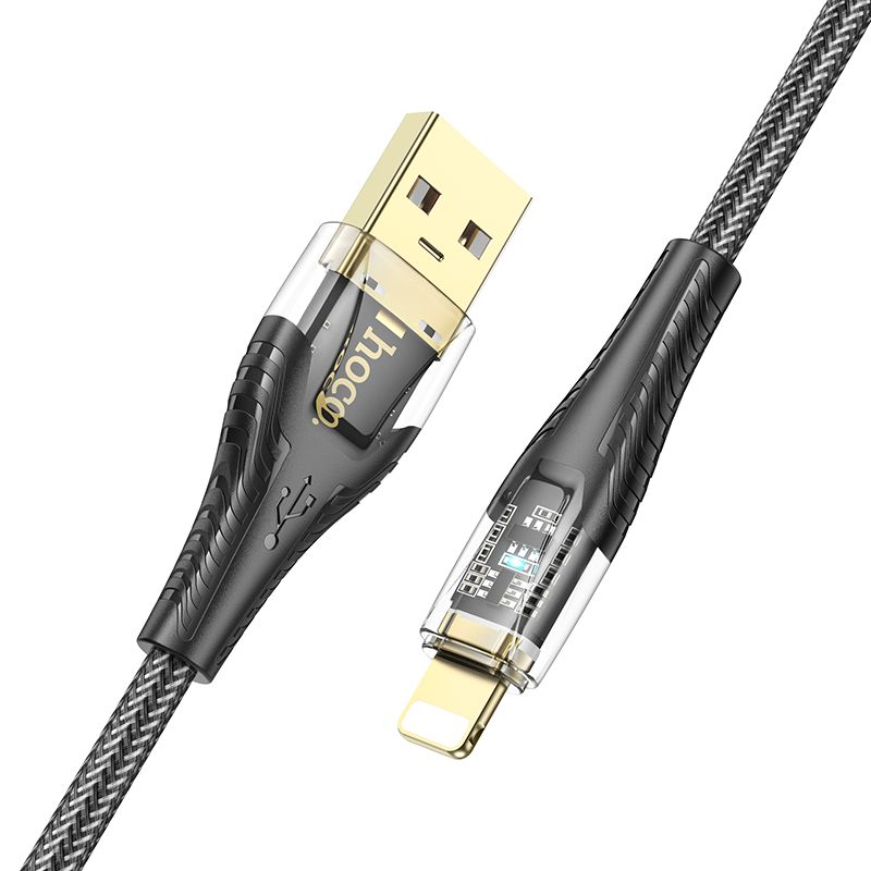 Кабел за данни и зареждане USB-A - Lightning HOCO U121, 18W, 1.2m, Черен