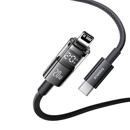 Кабел за данни и зареждане USB-C - Lightning Baseus Display 2, 20W, 2m, Черен P10382703121-01